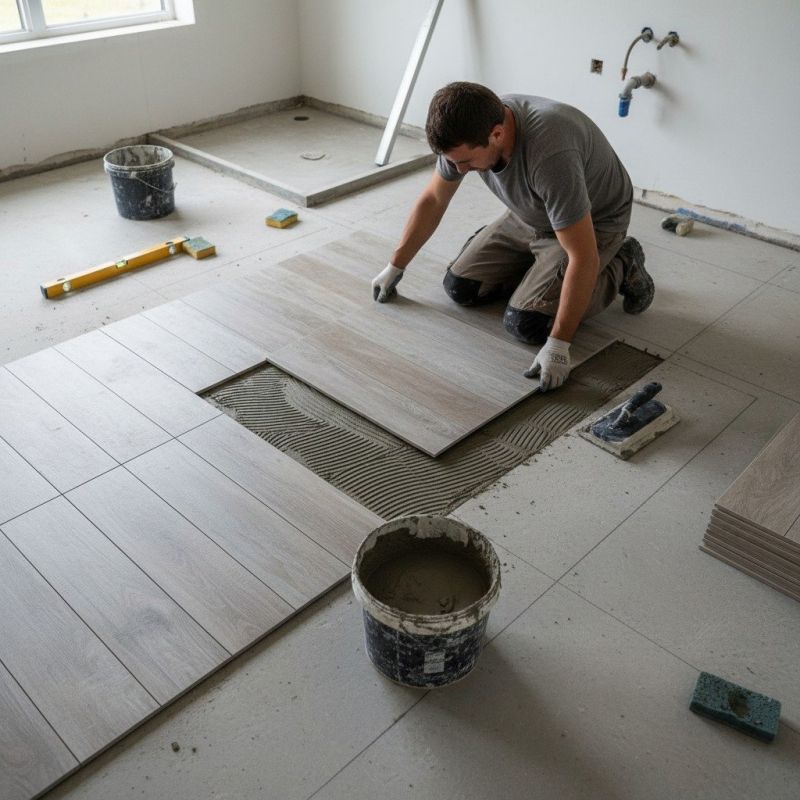 Slate Tile Floor Installation detail